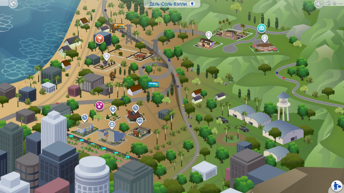 Карта расположения городов симс 4 Дель-Соль-Вэлли The Sims Вики Fandom