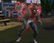 A werewolf overcome by fury