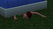 A Sim crushed by murphy bed.