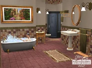 A Sim taking a bubble bath.