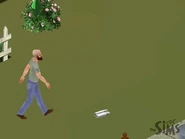 Bob picking up the newspaper