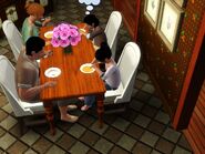 The family enjoys a lovely mac and cheese dinner at the farm.