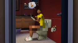 TS4 Sim caught on toilet.png