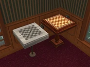 The two types of chess table available in The Sims 2.