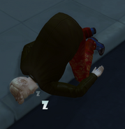 A Sim who collapsed from exhaustion in The Sims 4.