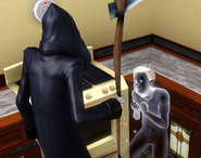 A Sim pleading with the Grim Reaper.