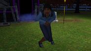 A Sim peeing himself after entering the haunted house