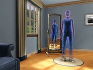 The ghost of a Sim who died by a shark attack