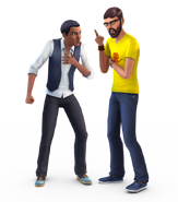Official render of Andre and Ollie getting into an argument. In this render, Andre appears with a longer beard.