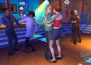 Male and Female Sims dancing together in The Sims 2: Nightlife.