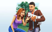 A Sim Stroking a Dog.