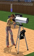 Betty using a telescope in The Sims 2 (console)