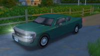 A green muscle car