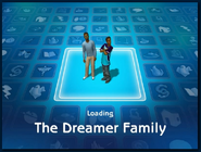 Loading screen of Dreamer family in The Sims 2