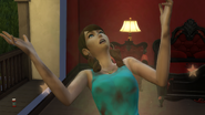 A Sim in-game who has failed their hygiene, feeling Very Uncomfortable.