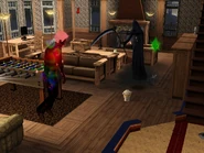 La Parca siendo acosada por un gato