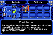 The Veloci-Rooster in the player's inventory