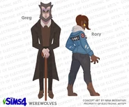 Concept art of Greg and Rory Oaklow by Nina Modaffari (SimGuruBat)