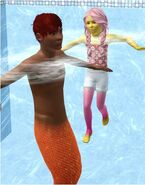 Mermaid teenager (male) and mermaid infant (female)