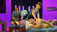 Mortimer in a promotional screenshot for The Sims 4: Spa Day