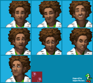 Maximillian's expressions in The Urbz: Sims in the City for DS and DSi