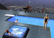 Official Screenshot of Tinsel Bluffs where Humphrey french-kisses Fanny in the back.