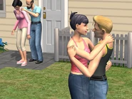 Brandi kissing Skip Broke while Bob is massaging Betty in the background