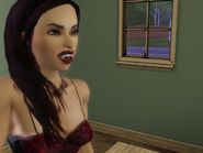 Female vampire with moss green skin