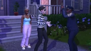 A police officer arresting a burglar