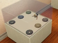 Another "Tut" gnome inside a display case.