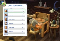 The pottery menu, showing the 2 candles.