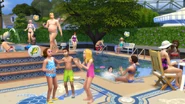 Sims using a swimming pool in The Sims 4.