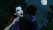 Vampire about to bite a Sim