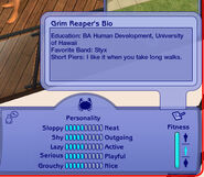Grim Reaper's bio in The Sims 2.