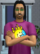 Lucas posando para la cámara en Los Sims 2