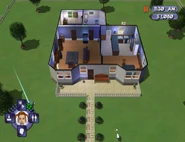 An overhead view of Mom's House from the Sims Bustin' Out (console).