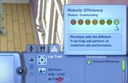 The career panel of a plumbot who has an efficient chip.