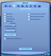 General Settings in The Sims 3