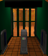 The view from inside the subway turnstiles.