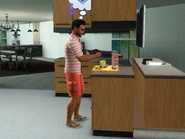 Lennon cooking in his kitchen.