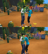 Two teen Sims exchanging promise rings