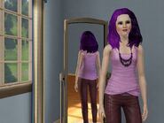 Rebecca with purple hair.