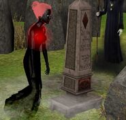 A Sim who died by thirst and the associated headstone