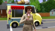 A lady at the ice cream truck.