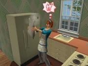 Un sim con aspiraciones familiares, balanceando sacos de harina, resultado de su barra de aspiraciones baja.