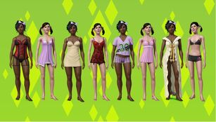 Ropa para dormir para mujeres que incluirá el nuevo pack de accesorios Los Sims 3: Suite de ensueño.