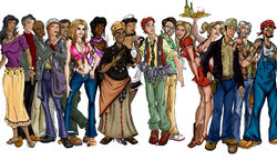 Official Concept art of the PSP cast with Sinjin near the far left next to Dominic Newlow and Virginya Feng