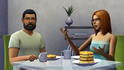 Sims beim Frühstück