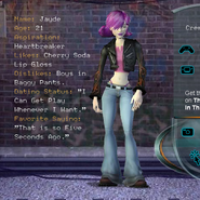 Jayde's profile from the defunct Urbz website (Character render version).
