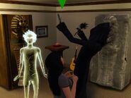 The Grim Reaper reviving a Sim with the death flower